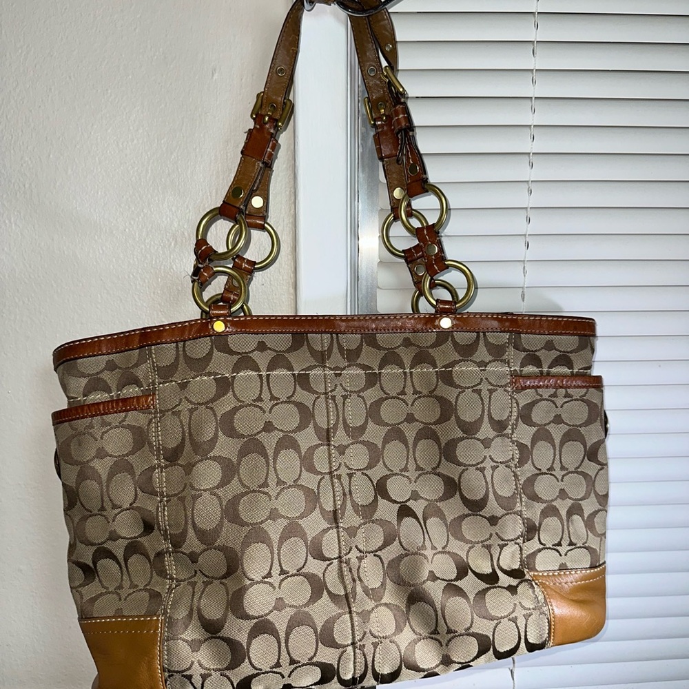 Coach Signature Brown and Tan Tote